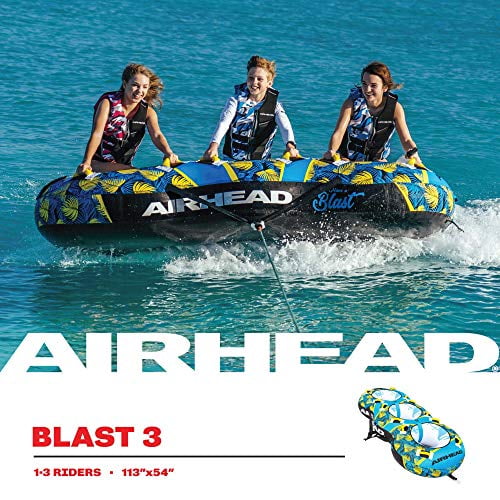 Details about   Airhead AHBL-32 BLAST 3 Inflatable 3-Person Towable Water Tube Tropical Blue 