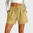 thumbnail image 2 of XIAONU Women's Solid Casual Shorts Drawstring Waist Side Pockets Shorts, 2 of 5