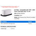 thumbnail image 2 of Air Filter - Compatible with 1999 - 2003 Ford F-550 Super Duty 7.3L V8 2000 2001 2002, 2 of 2