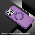 thumbnail image 5 of Designed for iPhone 15 Magnetic Phone Case,With 360° Rotatable Contractile Ring Kickstand,Compatible with Mag-Safe,Shockproof Anti-Scratch Matte Translucent Durable Phone Case,Purple, 5 of 11