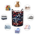 thumbnail image 4 of Fotbe Red Blue White Stars Cesto de Ropa con Asas, Cesto Impermeable de Gran Capacidad, Bolsa de Lavado para Dormitorio, Cesto de Ropa con Ruedas y Asas-Medium, 4 of 6