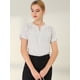 thumbnail image 3 of Allegra K Blusa de oficina de trabajo con cuello en V con estampado de puntos para mujer blanco L, 3 of 6