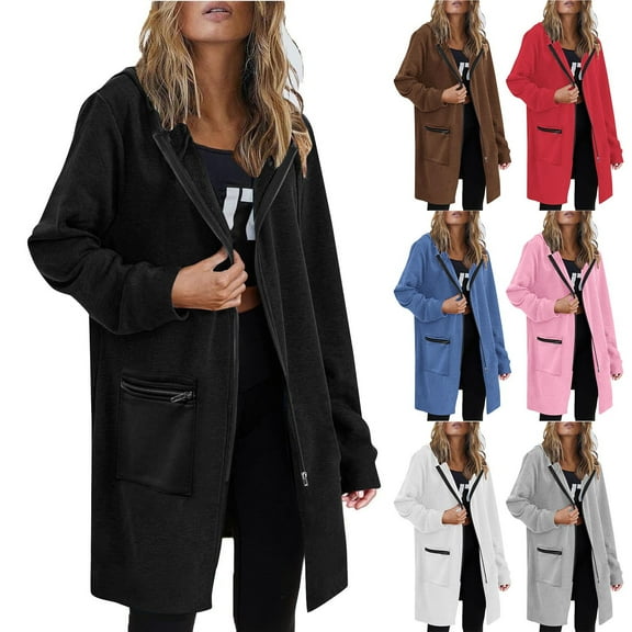 Oversized Sweatshirt for Women, Women's Colored Long-sleeved Hooded Sweater Jacket With Pockets, Black S