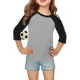 thumbnail image 5 of zbxnLI 3/4 Sleeve Shirts for Girls Boys Color Block Raglan T-Shirts Kids Crew Neck Casual Tees Tops, 5 of 6