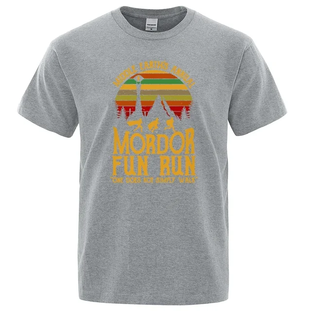 Camiseta de verano para hombre, con estampado de la Carrera Divertida Anual de Mordor de la Tierra Media, de algodón, holgada, de manga corta, ropa de calle de gran tamaño para hombre