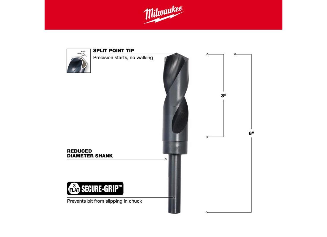 Milwaukee Tool 1" S&D Black Oxide Drill Bit