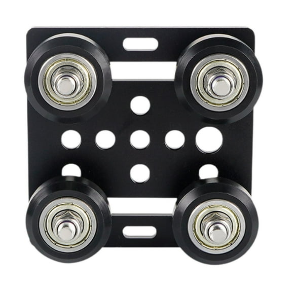Placa de rueda de polea de pórtico, placa de pórtico multiusos con 4 poleas, tablero de pórtico de actuador lineal de mesa para dar forma a engranajes Negro