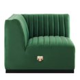 thumbnail image 3 of Modular Sofa Corner Chair, Black Green, Velvet, French Living Lounge Cafe Lobby Hospitality Restaurant, Modern Contemporary Boutique HB33754, 3 of 6