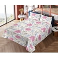 thumbnail image 4 of Ambesonne Botanical Fitted & Flat Sheet with Shams 4 Pcs Set, Flowers Garden Retro Art, Full, Pale Pink Pale Grey, 4 of 5