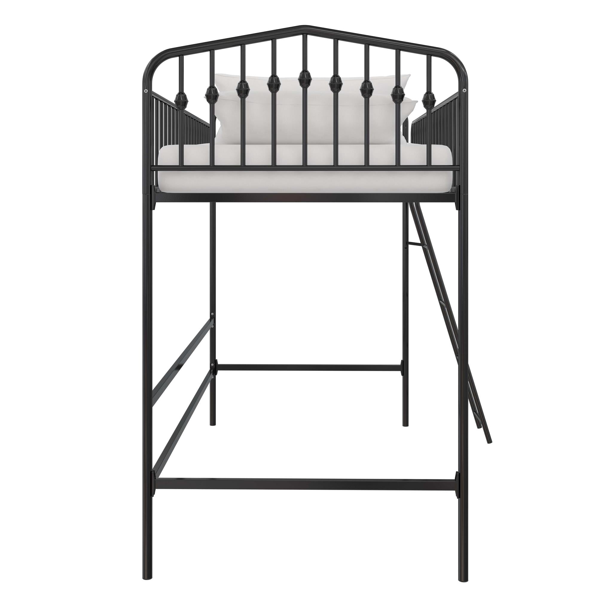Novogratz Bushwick Metal Twin Loft Bed, Black