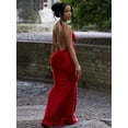 thumbnail image 3 of Weird Puss Sexy Backless Women Evening Maxi Dress Folds V-Neck Sleeveless Coquette Elegant Mermaid Matching Banquet Prom Bodycon, 3 of 10