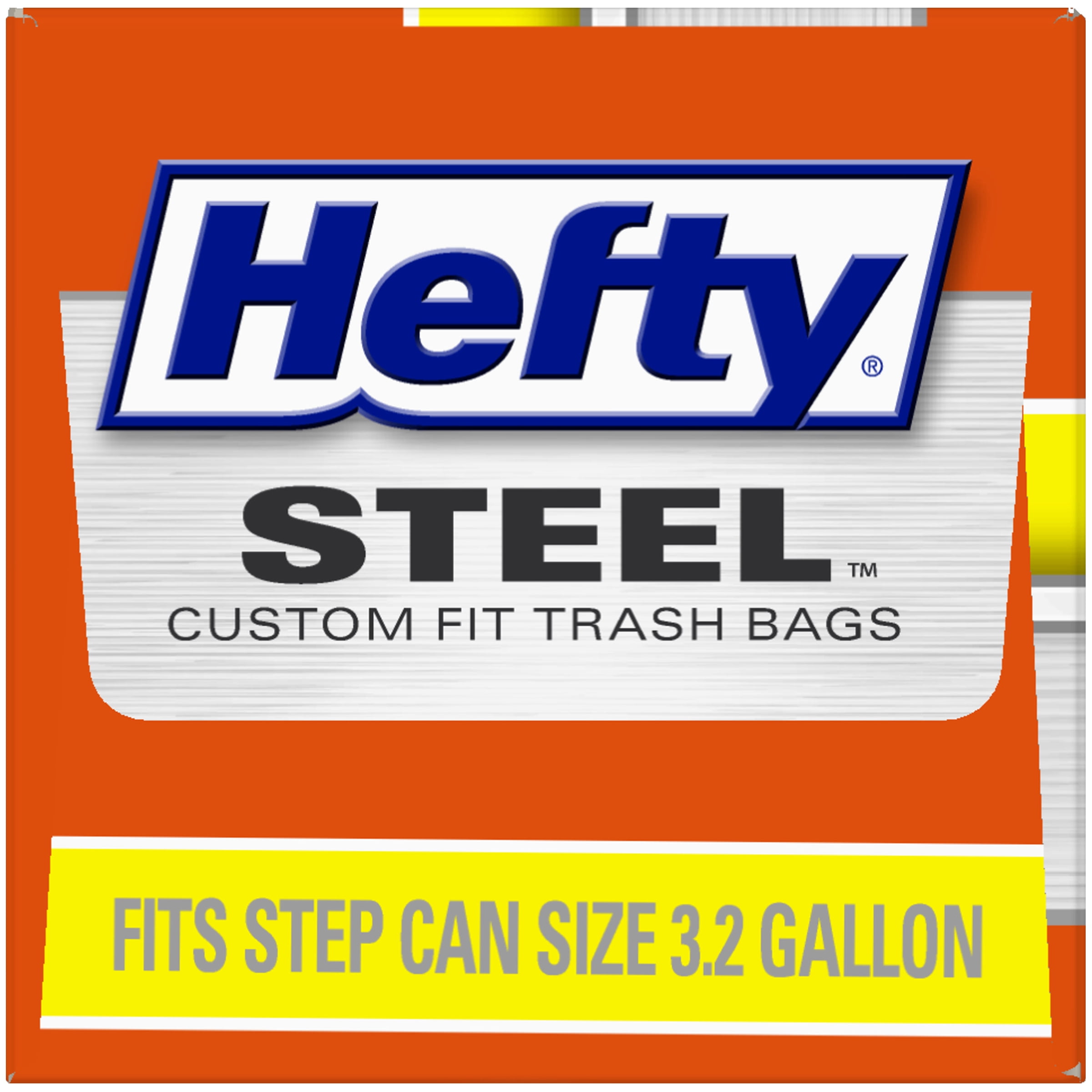Hefty Steel Custom Fit L Size Drawstring Trash Bags Black 14.5