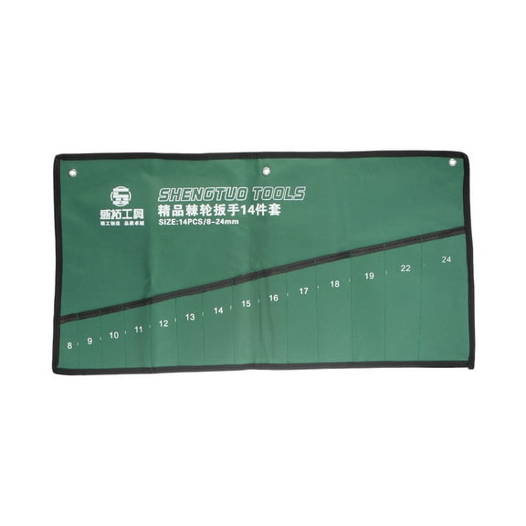 Uxcell Wrench Organizer 14 Pockets 25.6" x 13.8" Canvas Roll Up Pouch Tool Bag Holder with Metric Labels