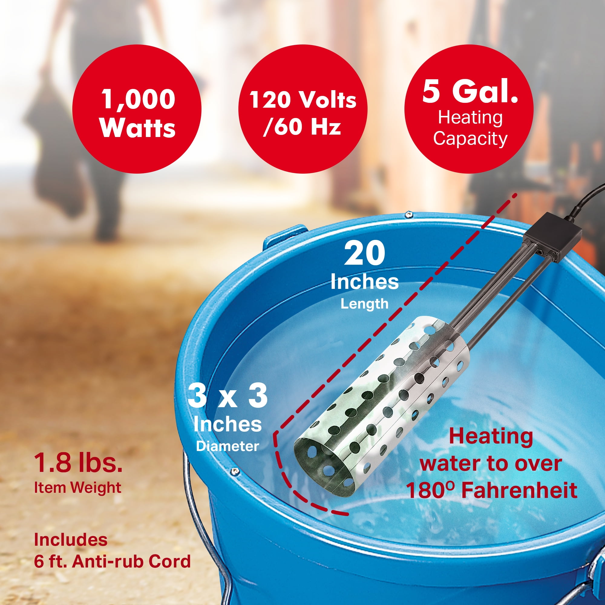 Heating Element Gallon Bucket Warmer API 1000Watt Thermostatic