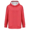 thumbnail image 5 of Women's Polka Dot Print Hooded Sweatshirt with Pocket, Oversized Long Sleeve Pullover, Soft Comfortable Casual Streetwear for Spring Autumn Daily Wear, Beach Outings and Loungewear Red S, 5 of 8