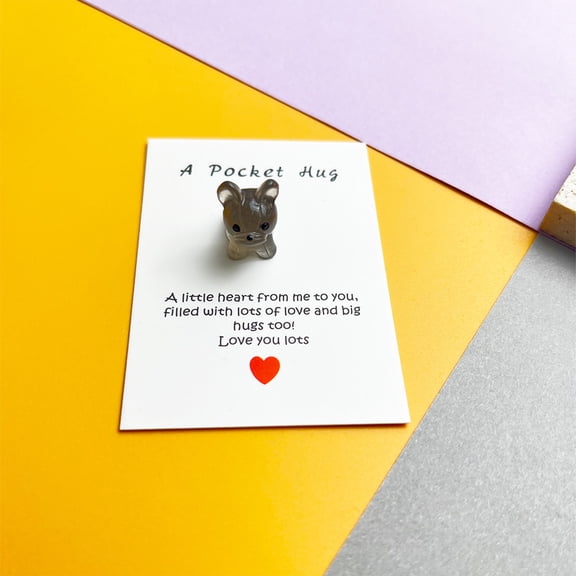 Cute Resin Pocket Card Doggy Series,Mini Decorative Gift Card for Festival Birthdays Holidays,Small Bling-in-the-Dark Greeting Card for Friends Family Colleagues Special Occasions-Dark Gray