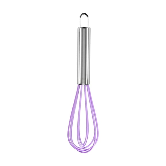 Acahhotxx Egg Beater, Manual Silicone Whisk Manual Eggs Beater Kitchen Tools Cake Baking Utensil Mixer for Baking and Cooking - Purple - 8 inches