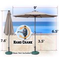 thumbnail image 4 of Sunny 9' Aluminum Solar Powered Patio Umbrella 24 LED Light Parasol Sunshade with Crank (Taupe), 4 of 11