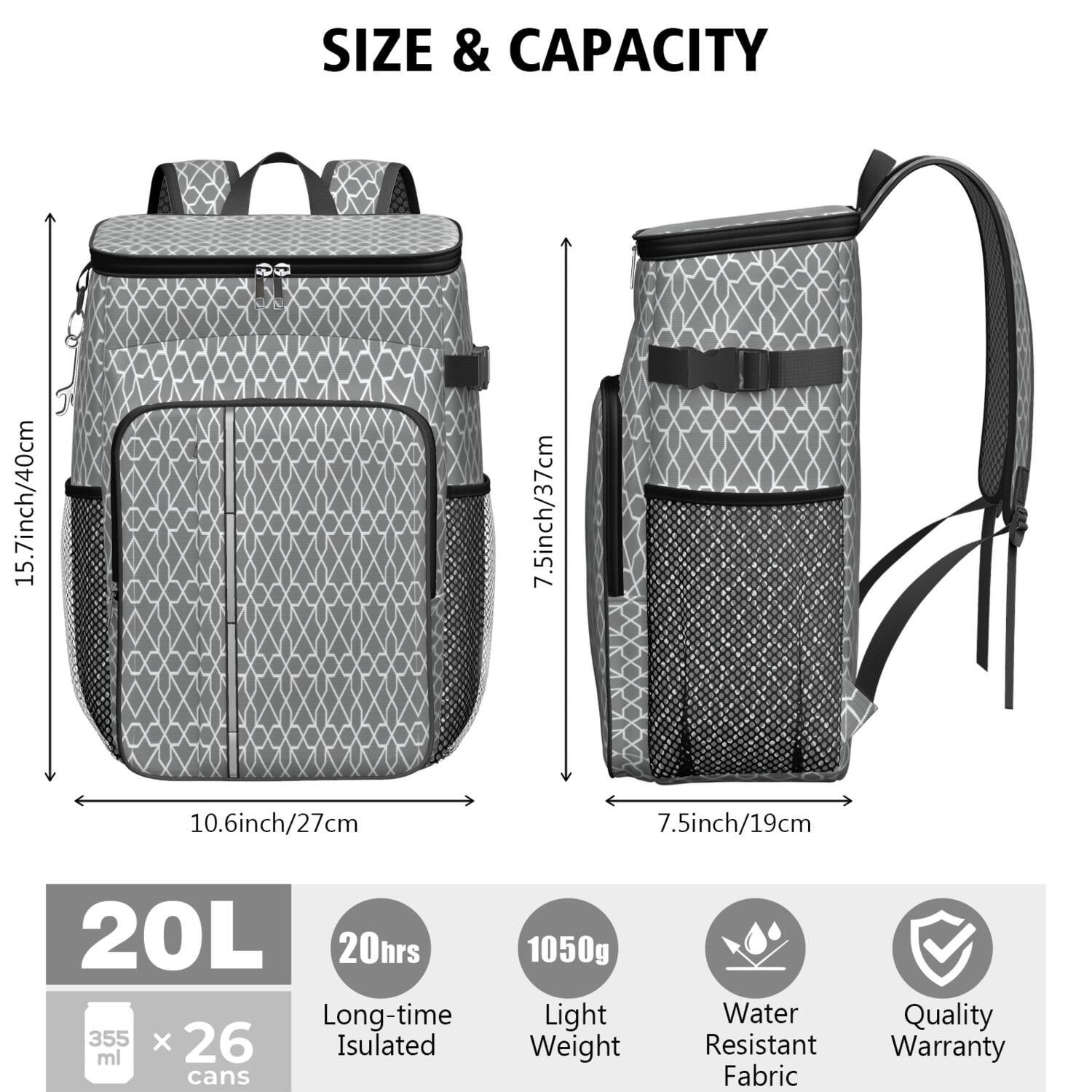 Travel Cooler Bag - Boho Bohemia Pioneer Flower Geometric Line Art Camping Beer Cooler Backpack with Bottle Opener- Waterproof Insulated Picnic Backpacks - Cooler Bag for Beach