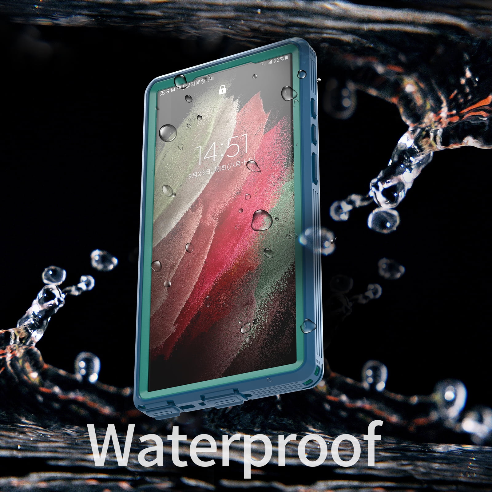 SaniMore for Samsung Galaxy S23 Ultra 6.8" 2023 Case with Built-in Screen Protector, IP68 Waterproof & Dustproof & Anti-scratch [Wireless Charging] Heavy DutyProtective Cover for S23 Ultra, Grassblue