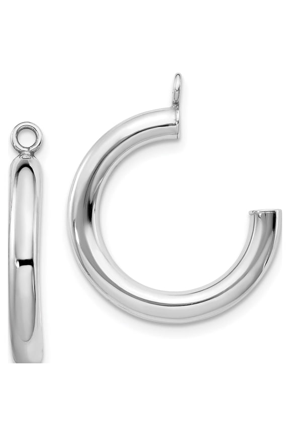 14K White Gold Polished Tube Hoop Earring Jackets (29 X 3) Made In Peru xwj6