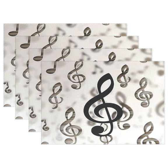 Ryvnso Placemats Set of 4 Retro Musical Note Dining Mats Heat-Resistant Non-Slip Washable Table Mat