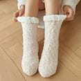 thumbnail image 3 of Mictong women's anti slip slippers socks, plush lined fleece home socks, with added fleece lamb wool home warm socks, warm, soft and comfortable in winter, light purple, 1 pair, 3 of 4