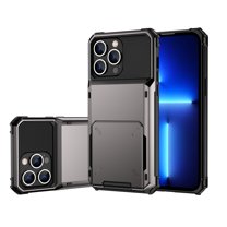 Cowithday Wallet Rugged Case for iPhone 14 Pro, iPhone 14 Pro Cover, Card Holder Slot Heavy Duty Military Grade Shock Absorption Drop Proof Case Cover for Apple iPhone 14 Pro 6.1 inch, Gray