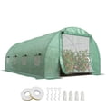 thumbnail image 2 of Outsunny 234.25" x 118" x 82.75" Walk-In Tunnel Greenhouse with Zippered Door & 8 Mesh Windows, Large Hot House Kit, Galvanized Steel Frame, Green, 2 of 9