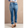 thumbnail image 1 of ABPHQTO Pantalones de mezclilla ajustados de tiro medio desgastados para mujer, 1 of 5