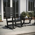 thumbnail image 3 of BizChair Commercial Grade 3-Piece Indoor/Outdoor Set with 2 Contemporary All-Weather HDPE Rocking Chairs and End Table in Black, 3 of 15