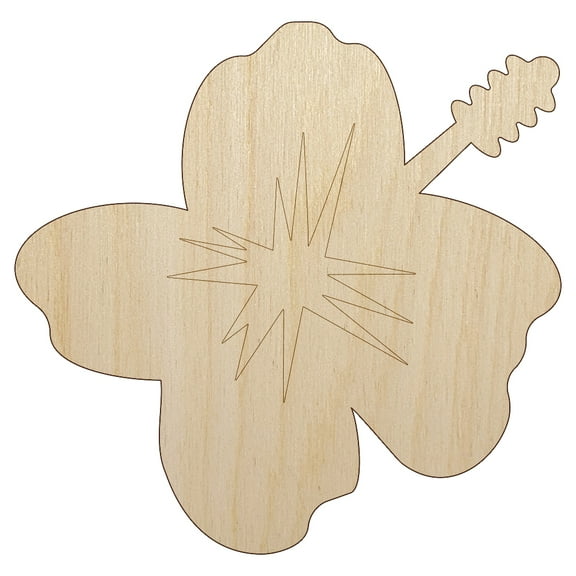Hibiscus Hawaii Tropical Flower Wood Shape Unfinished Piece Cutout Craft DIY Projects - 4.70 Inch Size - 1/8 Inch Thick