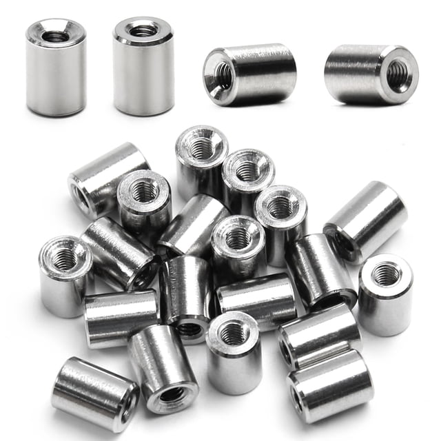 HUGFEGWE Écrous de Connecteur Ronds Écrou de Raccord de Tige Fileté pour Connecter Deux Arbres Filetés 20 Pcs CJB91-25812