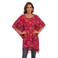 thumbnail image 3 of Beautybatik Red Batik Caftan Boho Hippie Women Tunic Top Blouse Plus Size XL, 3 of 5