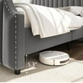 thumbnail image 7 of Yesurprise King Size Platform Bed Frame with 50.2Inches Headboard, Velvet Upholstered Bed Frame King with Vertical Channel Tufted Headboard & Footboard, Nailhead Trim, No Box Spring Needed, 7 of 7