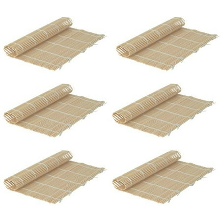 6 Inch Bamboo - Set of 6 Bamboo Sushi Rolling Mats 9-1/2 Inches Square