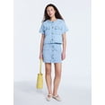 thumbnail image 3 of Free Assembly Women's Button Front Denim Mini Skirt, Sizes 0-20, 3 of 5