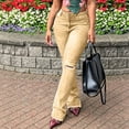 thumbnail image 5 of cocolona Womens Summer Casual Hole Flare Jeans Button Zipper Waist Stretch Wide Leg Denim Pants with Pockets, 5 of 5