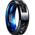 thumbnail image 1 of Fashion Men's 8mm Red Tungsten Wedding Celtic Dragon Rings Inlaid Blue Zircon Stainless Steel Green Carbon Fibre Rings For Men I 11, 1 of 6