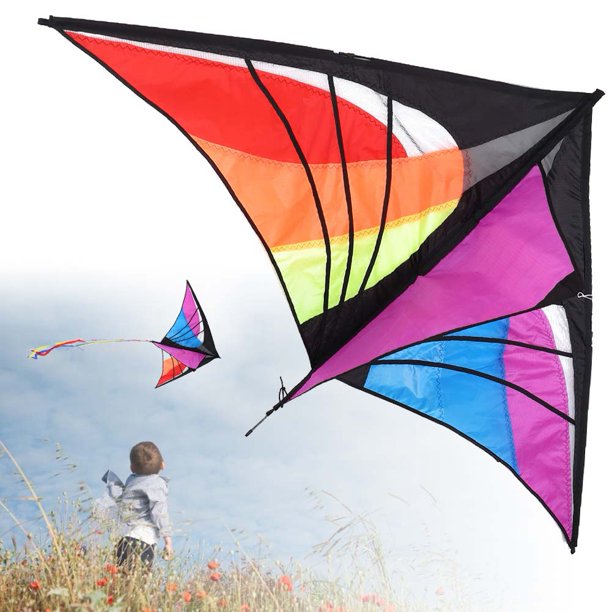 FAGINEY Colorful Single Line Kite Set with Triangle Wide Wing for Family Outdoor Play, Single