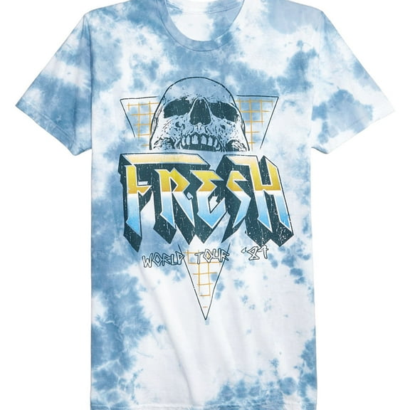 American Rag Womens Fresh Rocker Tie-Dyed Graphic T-Shirt, Blue, Small