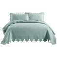 thumbnail image 6 of 3-Piece 100% Cotton Oversized Bedspread Lightweight Quilt Coverlet Embroidery Farmhouse Bedding Set (Tk Aqua Green, King (118"x106")), 6 of 8