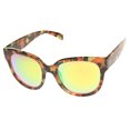 thumbnail image 2 of sunglassLA - Oversize Block Tortoise Thick Frame Mirror Lens Round Horn Rimmed Sunglasses - 55mm, 2 of 4