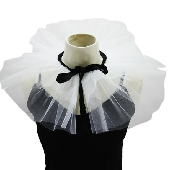 SIEYIO Victorian Ruffled Mesh Faux Collar Shawl Tulle Clown Neck Ruff Choker