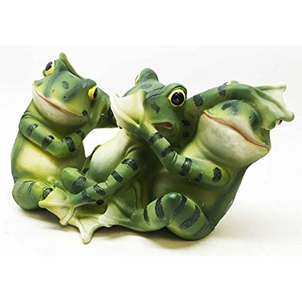 THREE HAPPY FROGS SEE HEAR SPEAK NO EVIL STATUE FIGURINE SCULPTURE ...