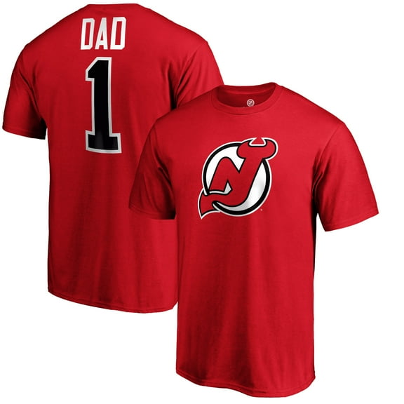 Men's Red New Jersey Devils #1 Dad T-Shirt