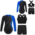 thumbnail image 5 of iiniim Girls Ballet Dance Biketard with Shorts and Vest Gymnastics Bodysuit 3 Piece Athletic Royal Blue 12, 5 of 6