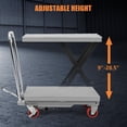 thumbnail image 3 of Hydraulic Lift Table Cart 500 lbs Capacity 28.5 In Scissor Lift Platform with PU Wheels and Non-Slip Pad Manual Work Table for Material Handling Grey, 3 of 7