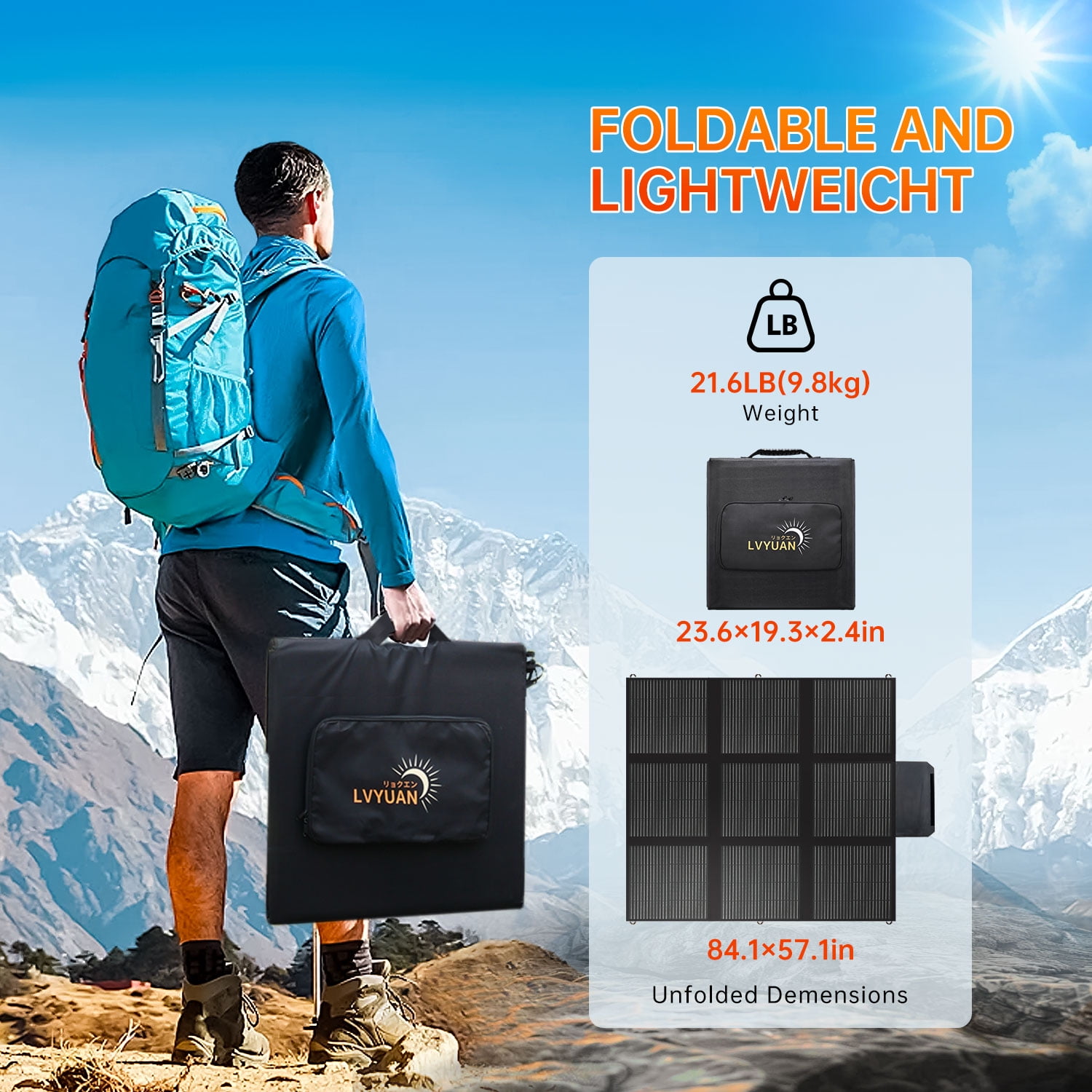 EFFORTWAY 400W Portable Solar Panel for Power Stations, Foldable Solar Charger IP67 Waterproof 23% Efficiency Monocrystalline Solar Panel Kit for RV, Camping, Home, Off-Grid, Emergencias