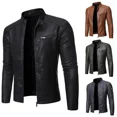 thumbnail image 2 of Chaqueta de hombre de alta calidad nueva de primavera y otoño de 2024, tendencia de moda, chaqueta de cuero informal de corte entallado coreano para hombre, chaqueta de motocicleta, 2 of 5